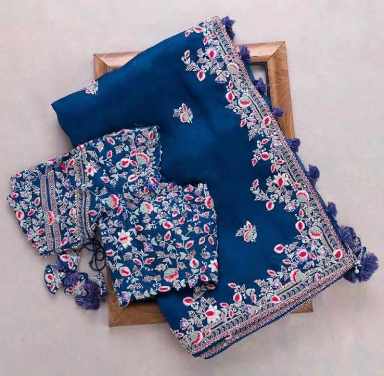 Rangoli Silk With Embroidery Work Saree With Blouse image 11
