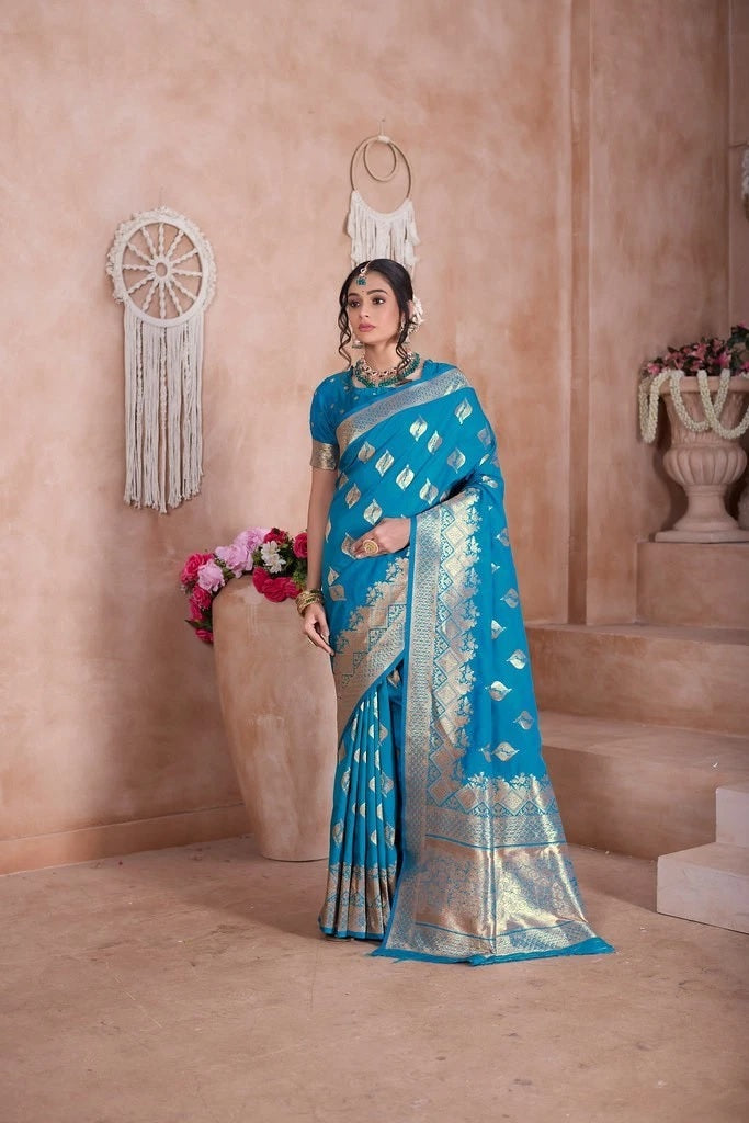 Traditional Soft Silk Indian Designer Festival Sari With Blouse 11-VF image 6