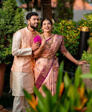 Soft Lichi Silk & Jacquard Work Saree With Blouse image 5