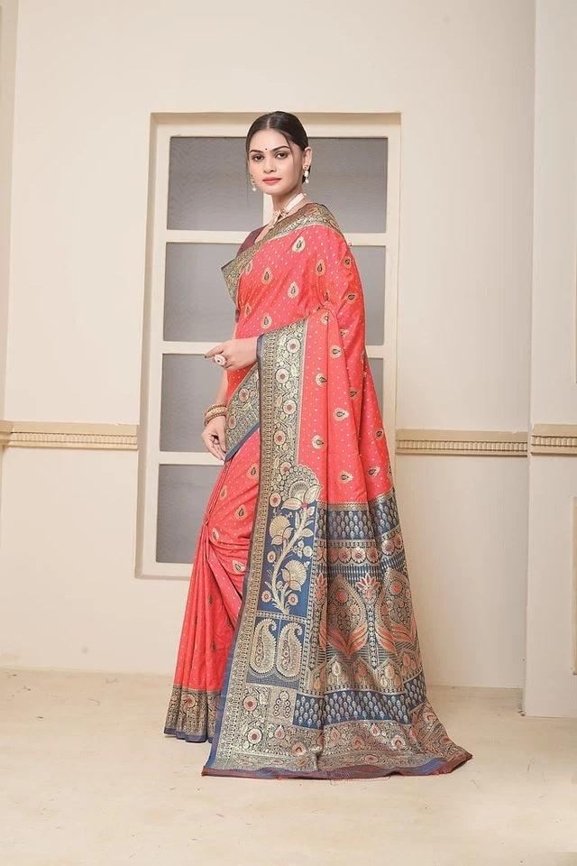 Festival Wedding Wear Soft Silk Saree Weaving Banarasi With Blouse 11-VF image 11