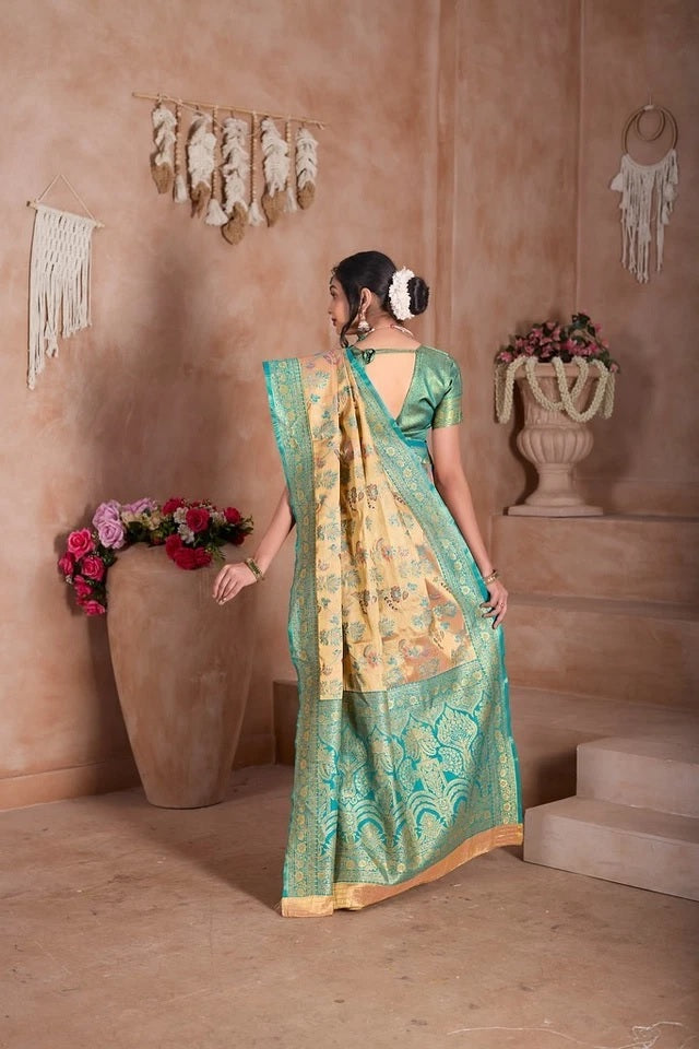 Pure Tissue Traditional Wear Wedding Festival Saree With Blouse 11-VF image 11