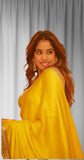 Yellow Moss chiffon & Sequence Embroidered Work Saree With Blouse image 4