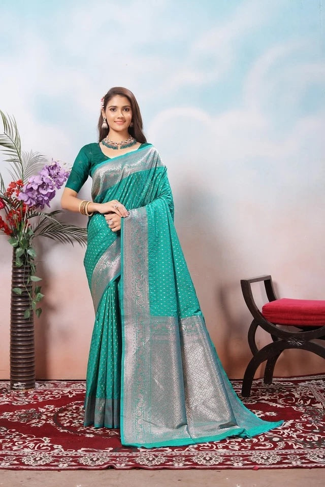 Traditional Soft Silk Indian Designer Festival Sari With Blouse 11-VF image 5