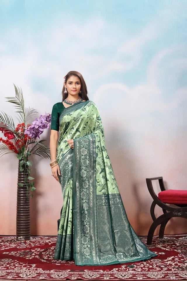 Kanjiwaram Silk With Rich Pallu Traditional Wear Sari With Blouse 11-VF image 6