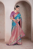 Traditional Soft Silk Weaving Heavy Banarasi Pallu Sari With Blouse 11-VF image 5