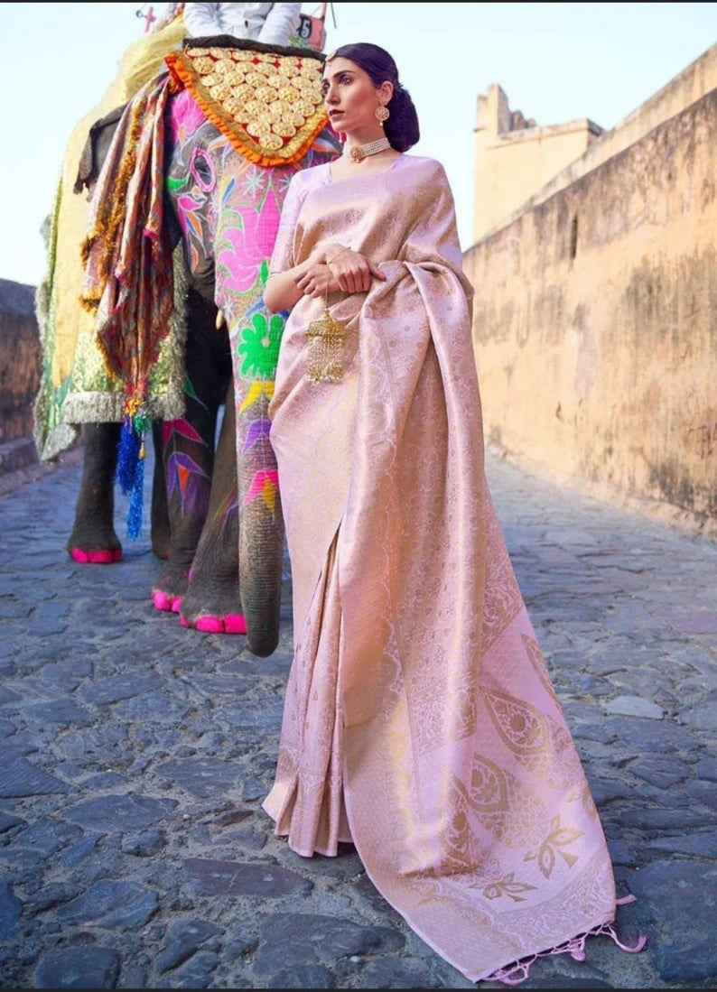 Soft Lichi Silk Saree With Blouse image 1