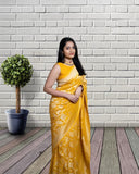 Yellow Color Soft Lichi Silk & Jacquard Weaving Work Saree image 2