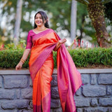 Soft Silk With Beautiful Rich Design Pallu Saree With Blouse image 3