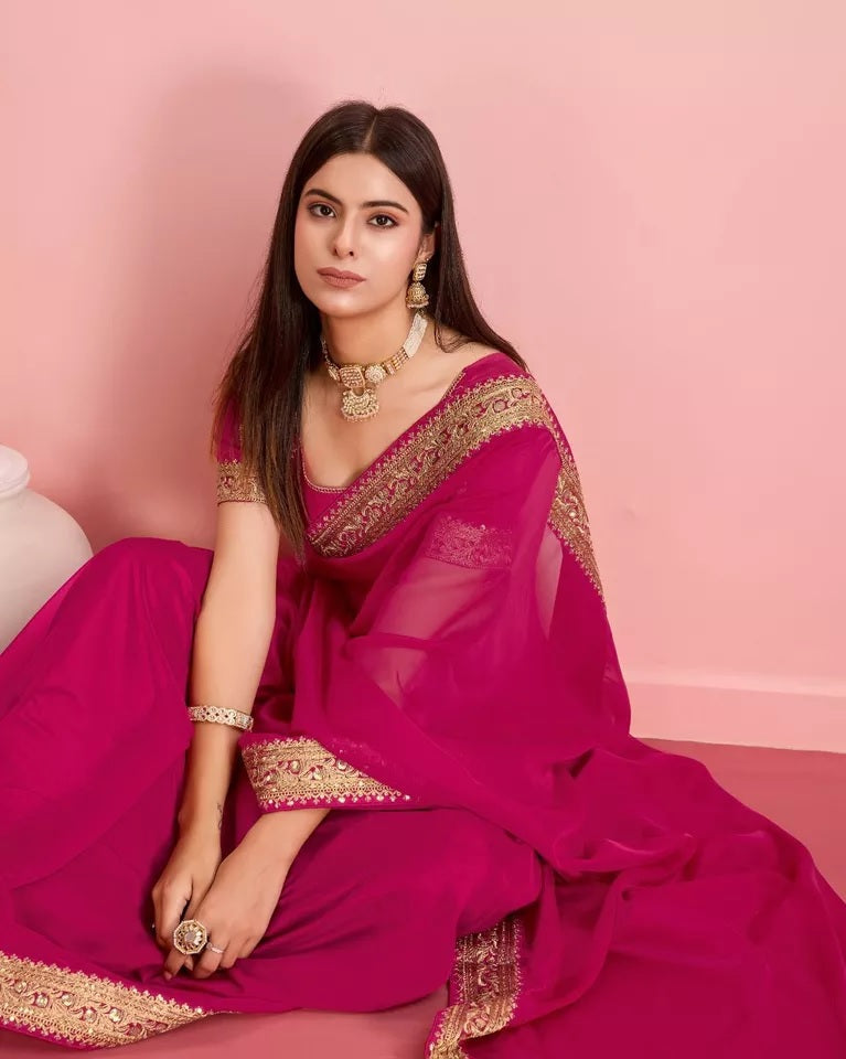 Tabby Silk Organza, Embroidery Lace Work Saree image 2