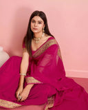 Tabby Silk Organza, Embroidery Lace Work Saree image 2