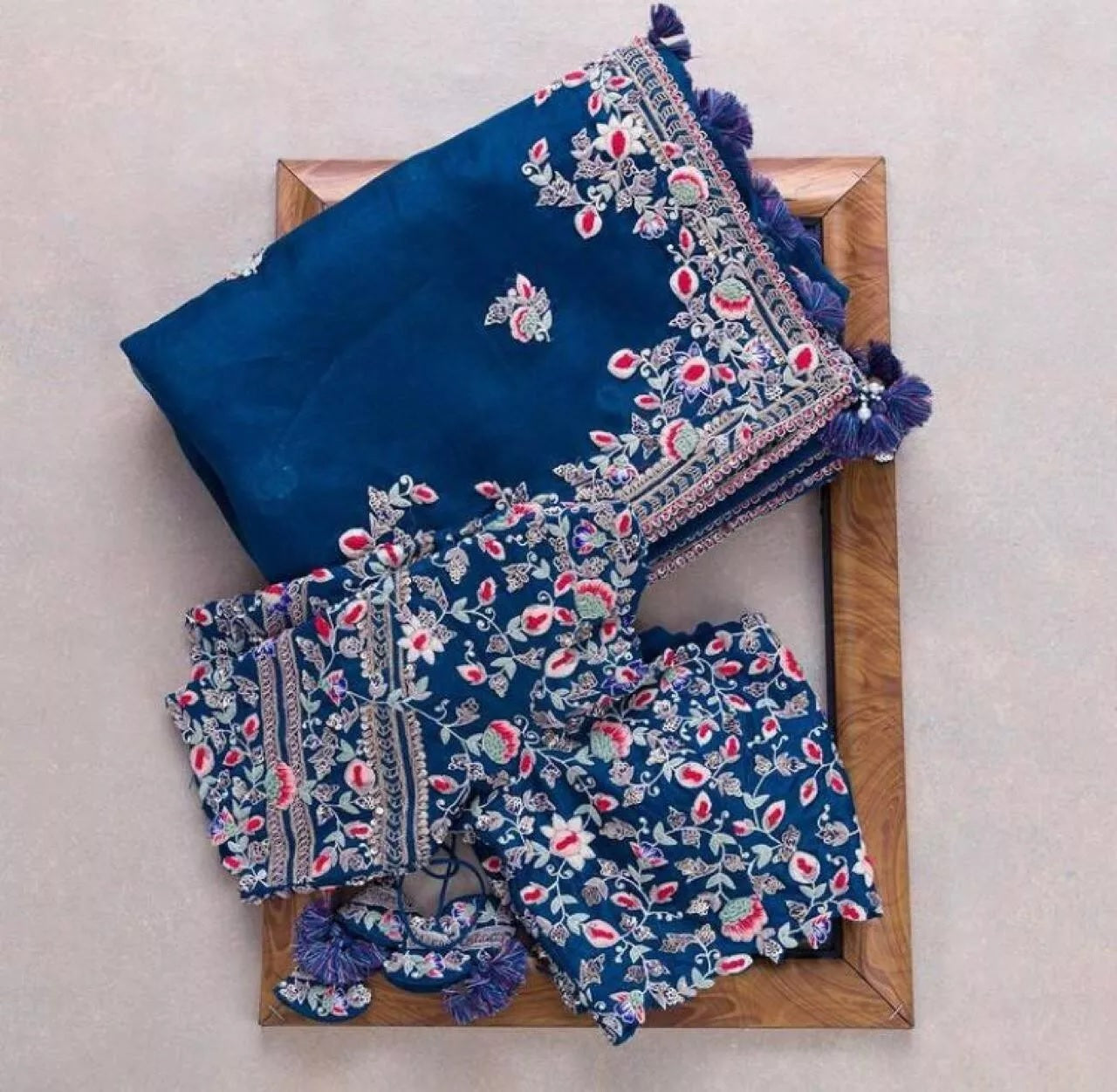 Rangoli Silk With Embroidery Work Saree With Blouse image 12