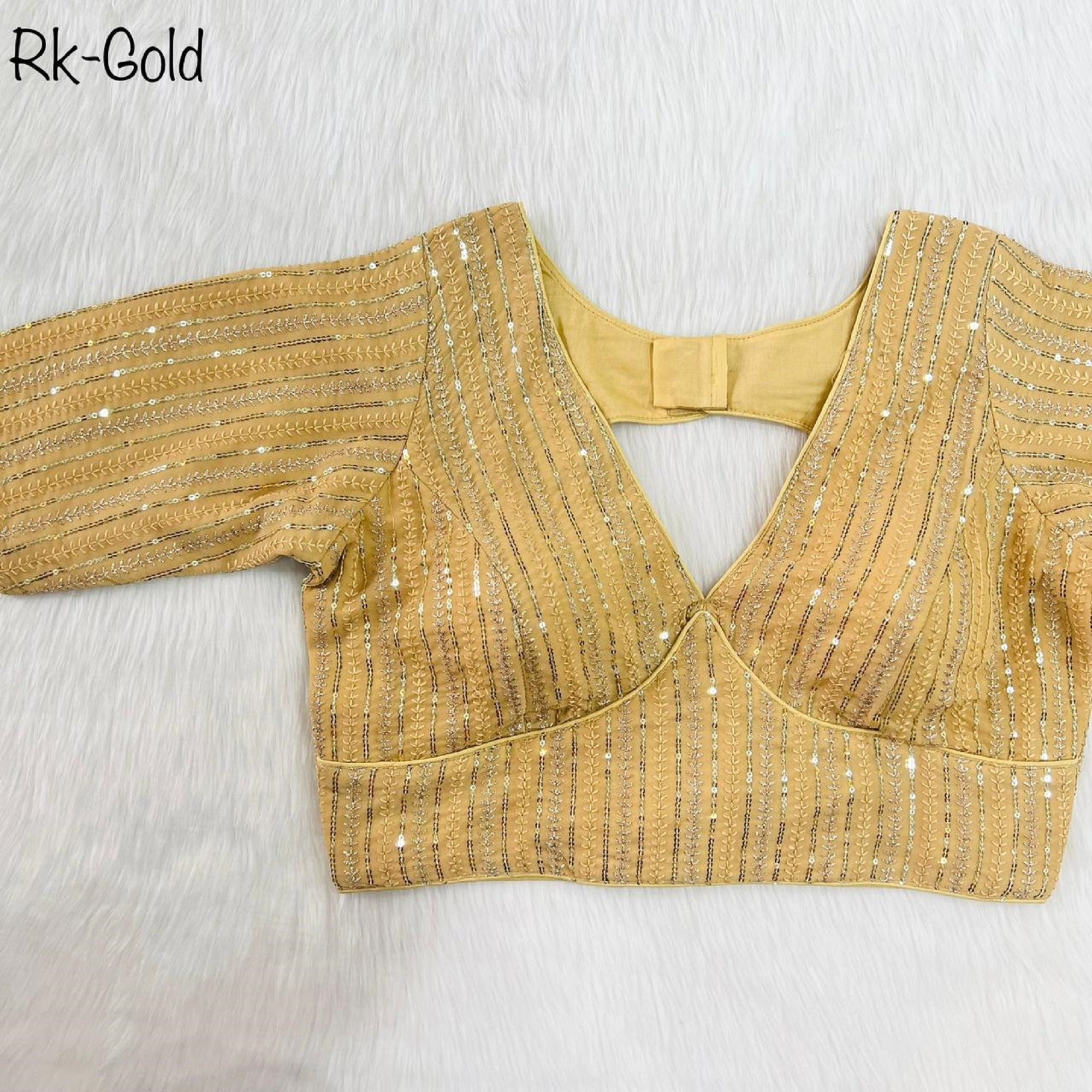 Faux Georgette With Zari Sequence Work Ready made Blouse 14-RK1 image 11