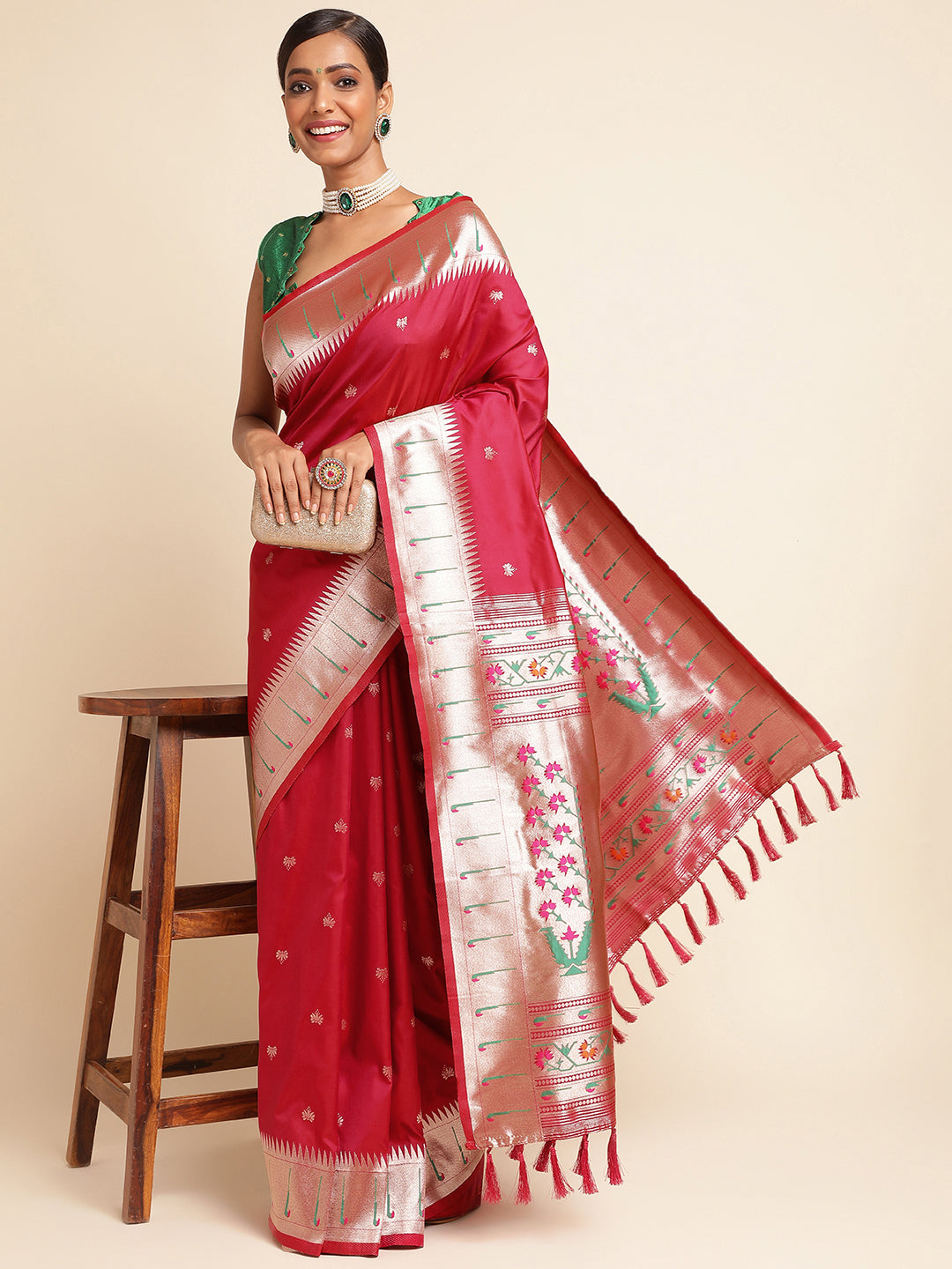 Pink Pure Soft Kanchivram Pethani Silk Saree image 4