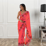 Georgette & Embroidery Design Work Saree With Blouse image 4