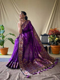 Women's Soft Kanjivaram Banarsi Silk Saree With Blouse image 9