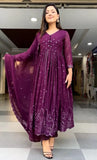 Faux Georgette Embroidery Sequence Work Salwar Kameez With Dupatta image 2