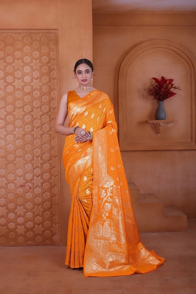 Wedding Designer Soft Silk Weaving Banarasi Sari With Blouse 11-VF image 6