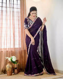 Heavy Glooming Rangoli Silk Embroidery Sequence Work Saree image 1