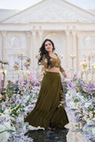 Mehendi Blooming Georgette Full Stitched Crop Top Choli image 4