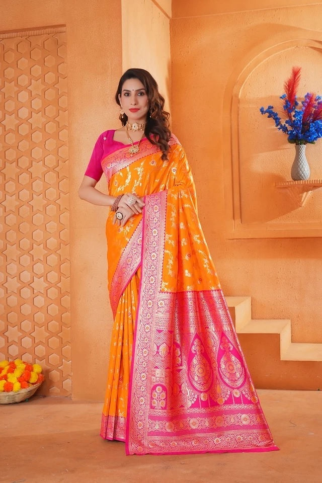 Soft Silk Weaving Saree With Banarasi Jari Work Designer With Blouse 11-VF image 6