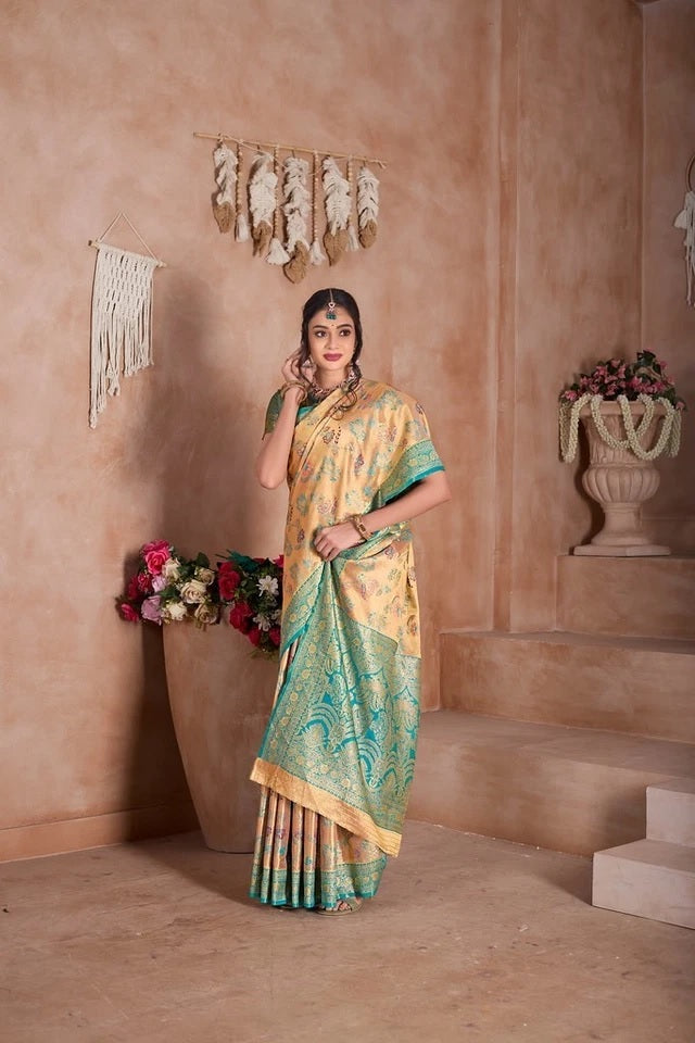 Pure Tissue Traditional Wear Wedding Festival Saree With Blouse 11-VF image 12