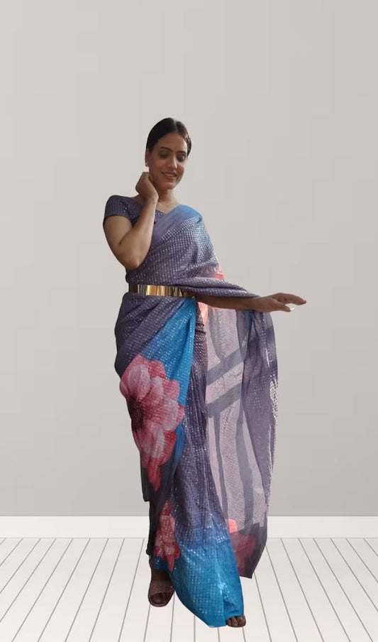Premium Vichitra Silk Ready To Wear Saree With Blouse image 1
