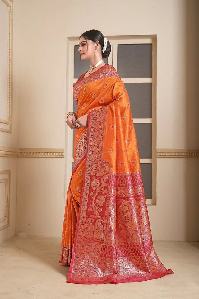 Festival Wedding Wear Soft Silk Saree Weaving Banarasi With Blouse 11-VF image 12