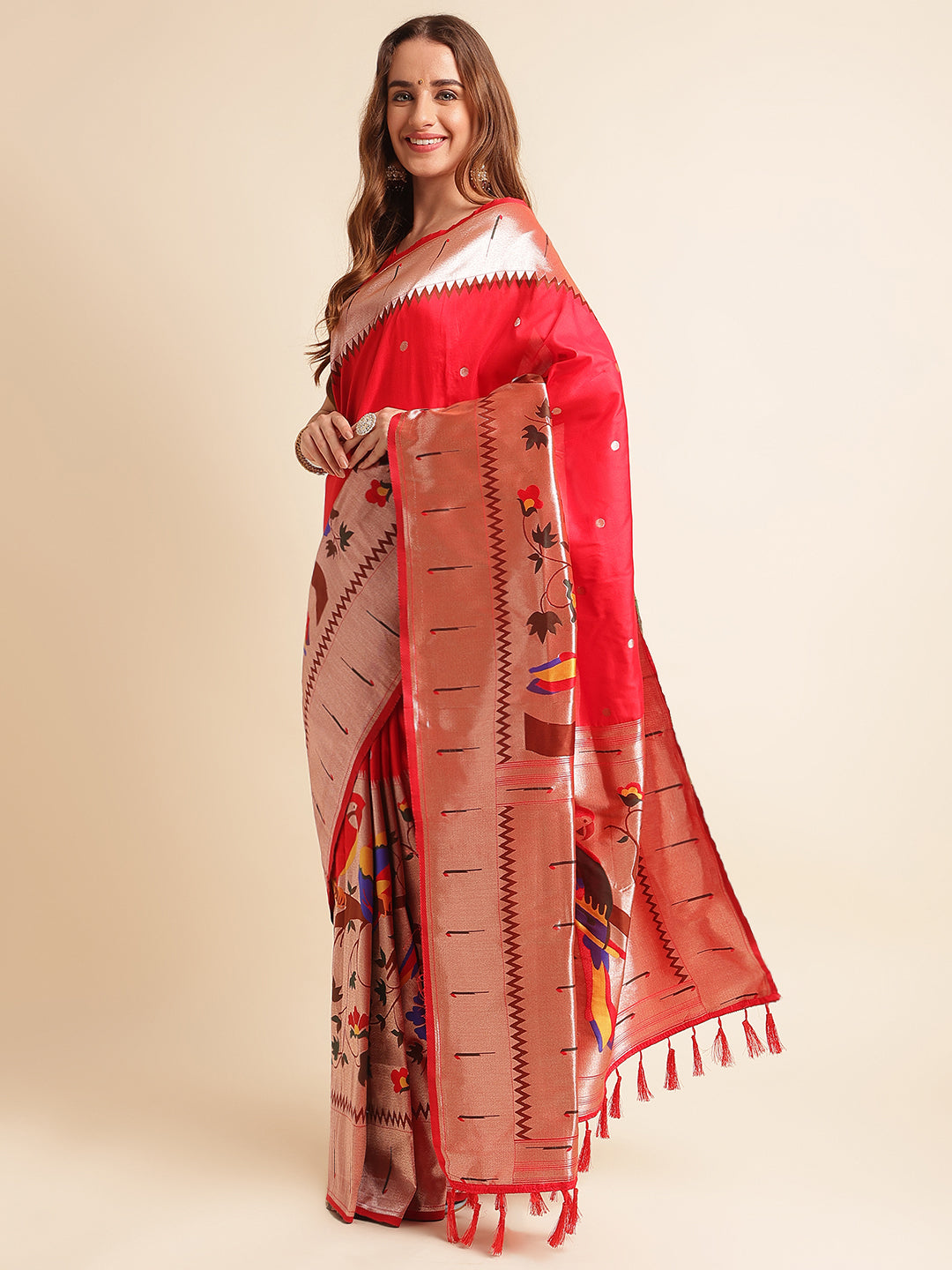 Pure Soft Kanchivram Paithani Silk Saree For Women's image 2