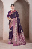 Traditional Soft Silk Weaving Heavy Banarasi Pallu Sari With Blouse 11-VF image 7