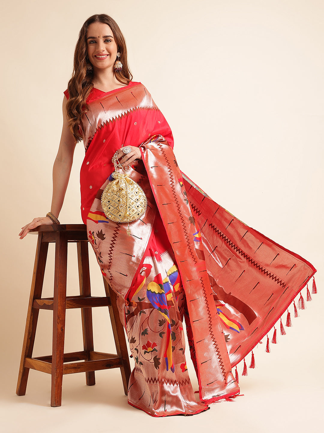 Pure Soft Kanchivram Paithani Silk Saree For Women's image 4