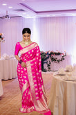 Pink Soft Lichi Silk Saree image 1