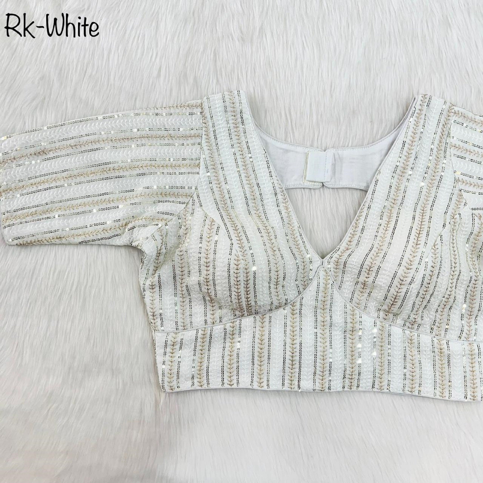 Faux Georgette With Zari Sequence Work Ready made Blouse 14-RK1 image 12