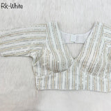 Faux Georgette With Zari Sequence Work Ready made Blouse 14-RK1 image 12