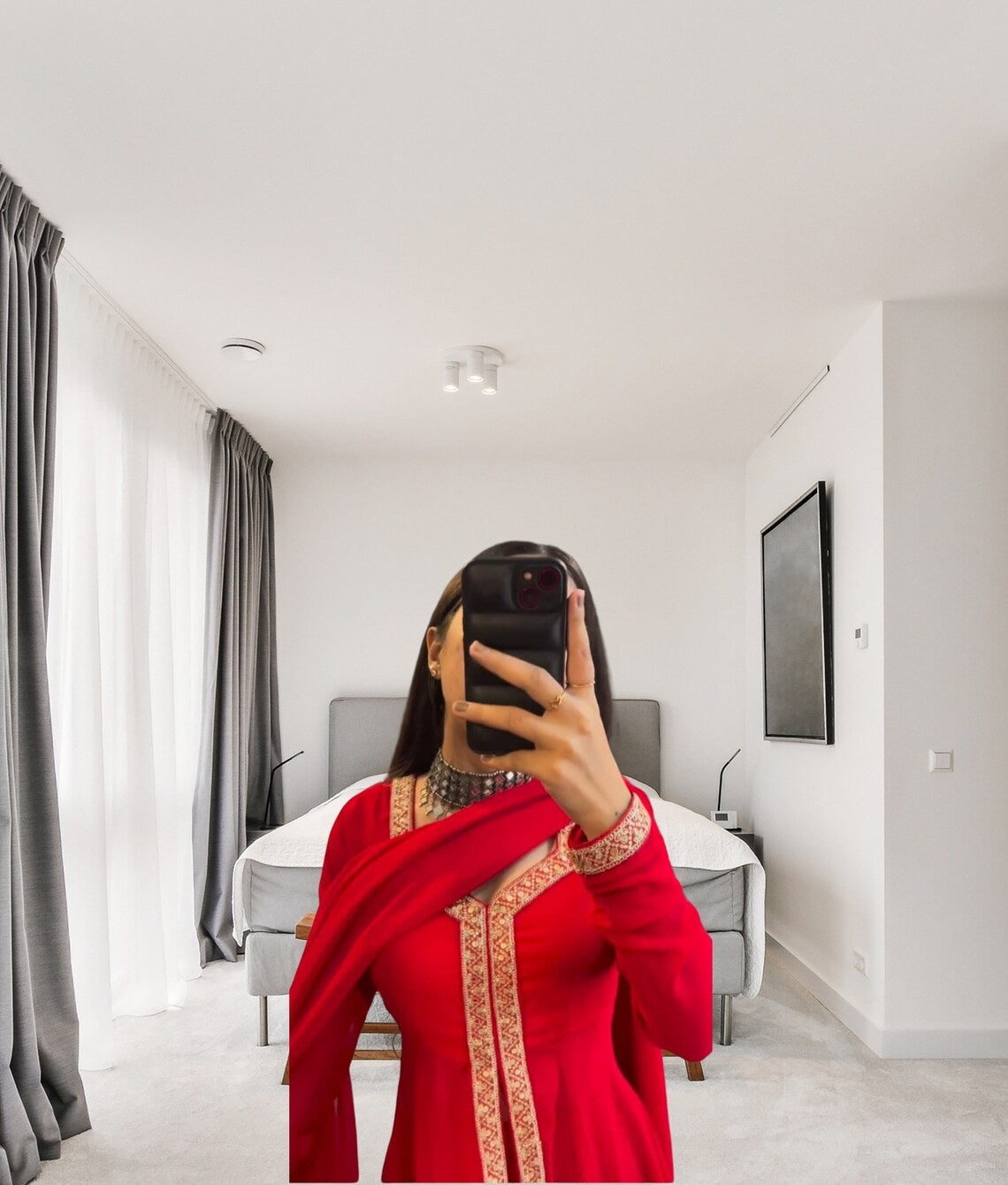Red Premium Georgette Embroider Work Salwar Kameez With Dupatta image 5