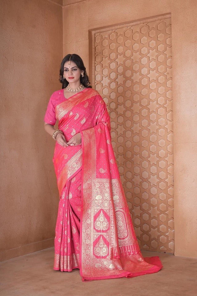 Soft Silk Saree Weaving Banarasi Traditional Wear Sari With Blouse 11-VF image 7