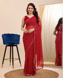 Georgette One Minute Ready To Wear Saree With Blouse image 7
