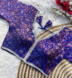 Banaras Silk Blouse Golden And Silver Jari Blouse, Ready Made Blouse image 13