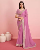 Tabby Silk Organza, Embroidery Lace Work Saree image 3