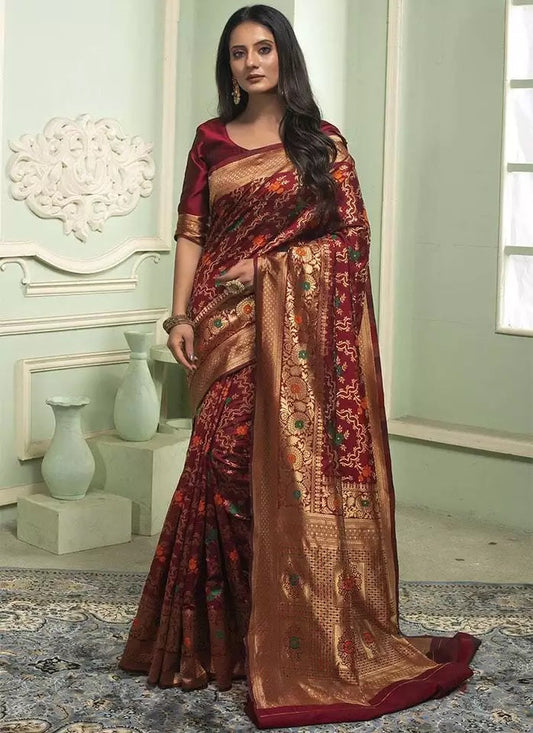 Banarasi Soft Silk Saree With Blouse image 1
