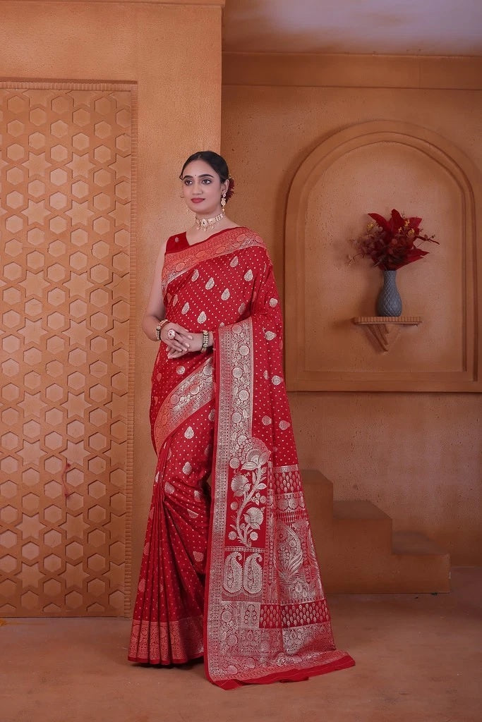 Wedding Designer Soft Silk Weaving Banarasi Sari With Blouse 11-VF image 7