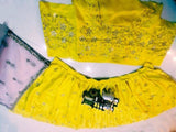Yellow Satin Silk Embroidery Mirror Work Lehenga Blouse Dupatta image 4
