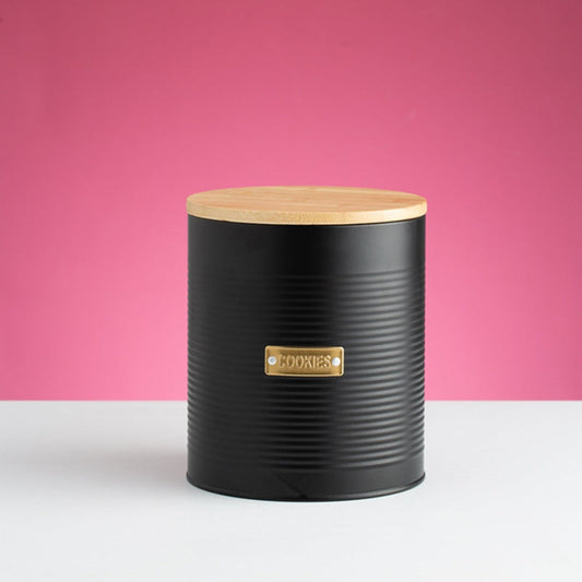 Otto Cookie Storage Black Canister with Bamboo Fibre Lid image 1