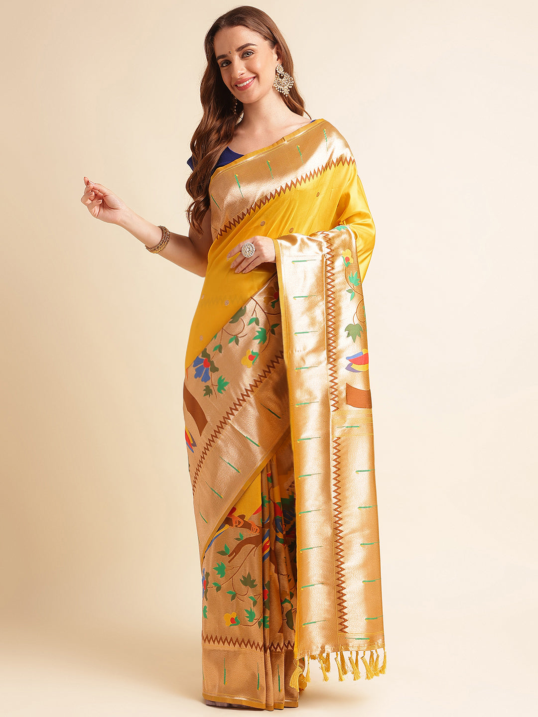 Pure Soft Kanchivram Paithani Silk Saree For Women's image 9