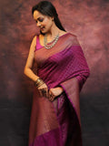 Redviolet Banarasi Soft Silk Saree With Unstitched Blouse image 7