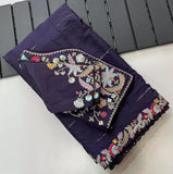 Heavy Glooming Rangoli Silk Embroidery Sequence Work Saree image 3