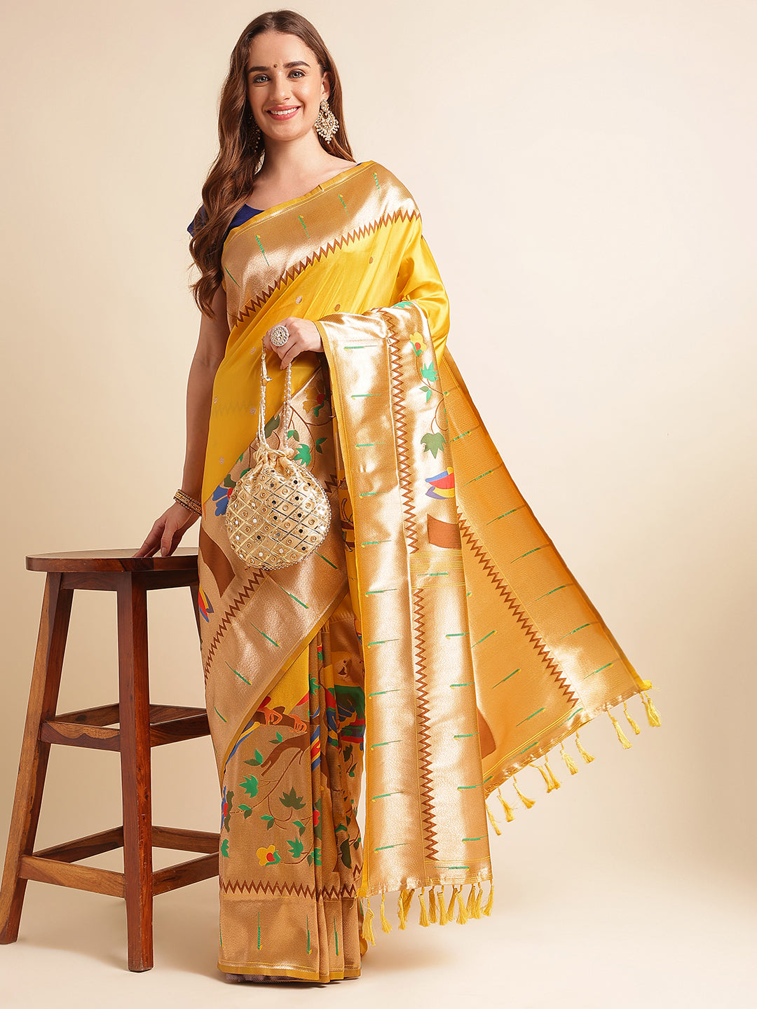 Pure Soft Kanchivram Paithani Silk Saree For Women's image 12