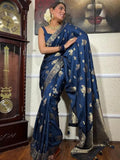 Banarasi Soft Silk Saree Unstitched Blouse image 2