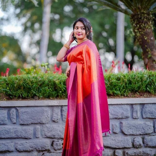 Soft Silk With Beautiful Rich Design Pallu Saree With Blouse image 5