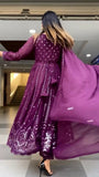 Faux Georgette Embroidery Sequence Work Salwar Kameez With Dupatta image 4