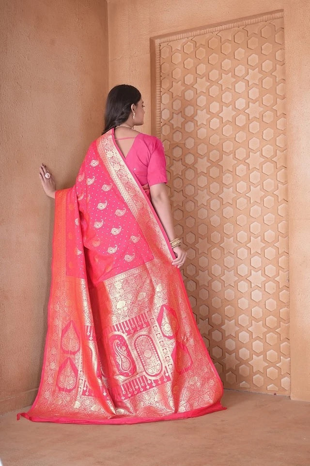 Soft Silk Saree Weaving Banarasi Traditional Wear Sari With Blouse 11-VF image 15